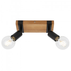Spot bara Molini 2xE27 metal/lemn negru/stejar Italux