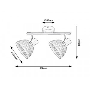 Spot bara Rattan 2xE14 metal/ratan negru/fag Rabalux