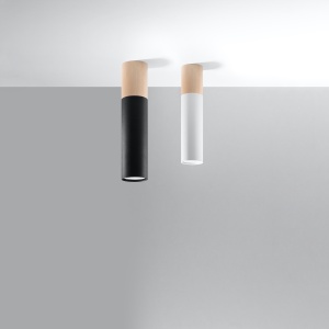 Spot Pablo 1xGU10 metal/lemn alb tubular - Img 4