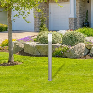 Stalp exterior Inox torch 1xE27 metal/acril nichel/alb Rabalux