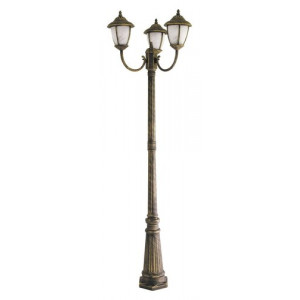 Stalp exterior Madrid 3xE27 metal/sticla auriu antichizat/alb Rabalux