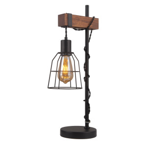 Veioza Reda 1xE27 metal/lemn negru mat Italux