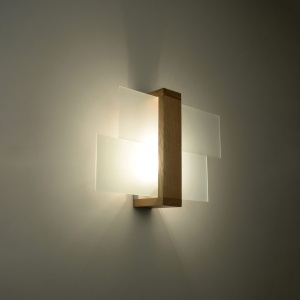 Aplica Feniks 1xE27 lemn/sticla natural wood rectangular - Img 3