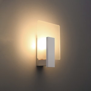 Aplica Lappo 1xE14 lemn/sticla alb patrat - Img 3