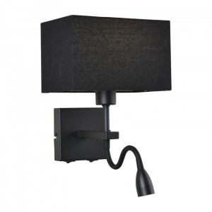 Aplica Norte 1+1xE27+LED metal/textil negru Italux