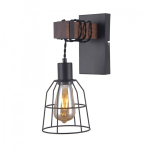 Aplica Reda 1xE27 metal/lemn negru mat Italux