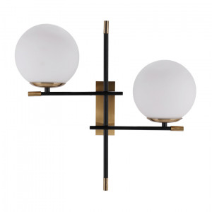 Aplica Stelia 2xE14 metal/sticla negru mat/bronz antichizat Italux