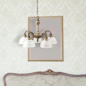 Candelabru Flossi 5xE27 metal/sticla bronz/alb Rabalux
