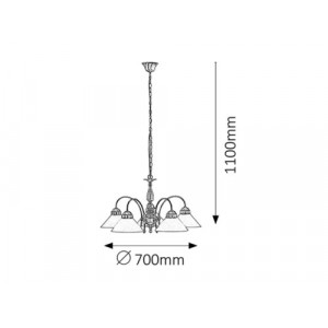 Candelabru Marian 5xE27 metal/sticla bronz/alb Rabalux