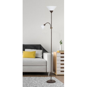 Lampadar Action 1+1xE27+E14 metal/acril maro/alb Rabalux
