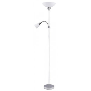 Lampadar Diana 1+1xE27+E14 metal/sticla/acril crom/alb Rabalux