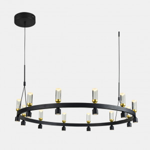 Lustra Almelo LED 50,4W 3103 lumeni metal/acril negru/auriu Italux