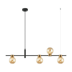 Lustra Bletter 4xG9 metal/sticla negru/chihlimbar Italux