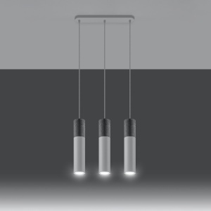 Lustra Borgio 3L 3xGU10 metal/ciment alb/gri tubular - Img 3
