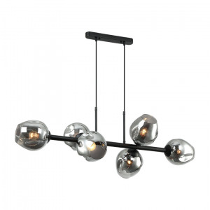 Lustra Borgo 6xE27 metal/sticla negru/fumuriu Italux