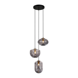 Lustra Hatella 3xE27 metal/sticla cupru/negru rotund Italux