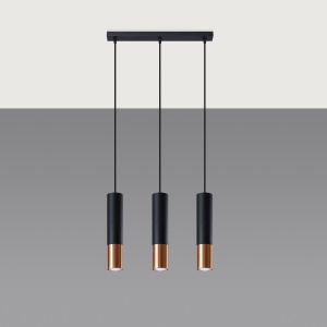 Lustra Loopez 3L 3xGU10 metal negru/cupru tubular - Img 2