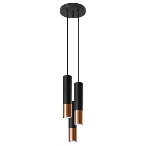 Lustra Loopez 3P 3xGU10 metal negru/cupru tubular