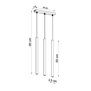 Lustra Pastelo 3xG9 metal negru tubular - Img 4