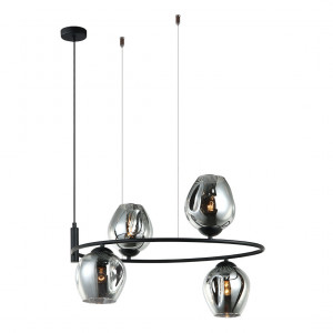 Lustra Roxane L 4xE27 metal/sticla negru Italux