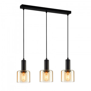 Lustra Santia 3xE27 metal/sticla negru/amber Italux
