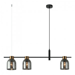 Lustra Servio 3xE14 metal/sticla negru/fumuriu Italux