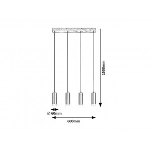 Lustra Toras 4xGU10 metal/lemn stejar/negru Rabalux