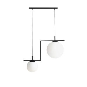 Lustra Zac 2xE27 metal/sticla negru/alb Aldex