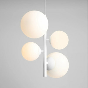 Pendul Bloom 4 metal sticla alb Aldex
