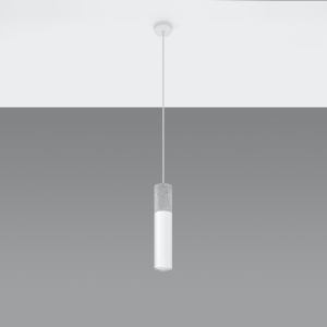 Pendul Borgio 1xGU10 metal/ciment alb/gri tubular - Img 2