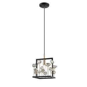 Pendul Caroline 1xE14 metal/sticla negru/auriu/transparent Zuma Line