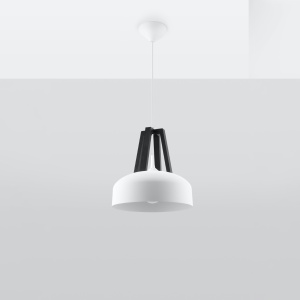 Pendul Casco 1xE27 metal/lemn alb/negru - Img 2