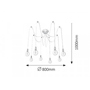 Pendul Caspar 10xE27 metal/acril negru Rabalux