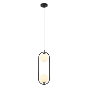 Pendul Lupus 2xG9 metal/sticla negru/alb Italux