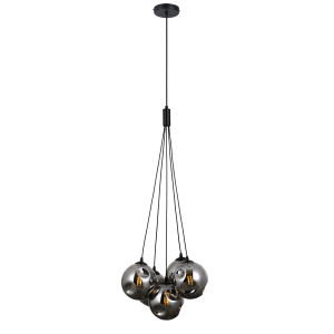 Pendul Perlos 5xG9 metal/sticla negru mat Italux