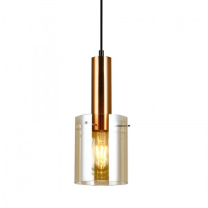 Pendul Sardo 1xE27 metal/sticla alama/amber Italux