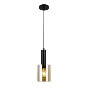 Pendul Sardo 1xE27 metal/sticla negru/amber Italux