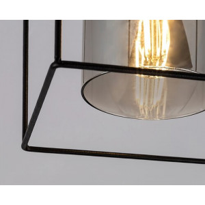 Plafoniera Chadwick 1xE27 metal/sticla negru/fumuriu Rabalux