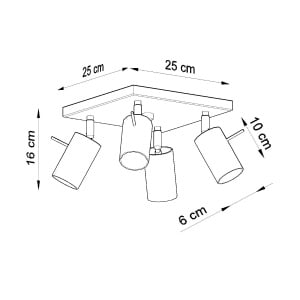 Plafoniera Ring 4xGU10 metal alb tubular - Img 4
