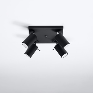 Plafoniera Ring 4xGU10 metal negru tubular - Img 2
