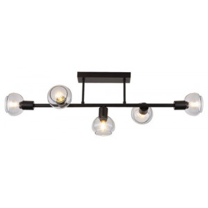 Plafoniera Sullivan 5xE14 metal/sticla negru/fumuriu Rabalux