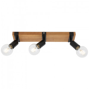 Spot bara Molini 3xE27 metal/lemn negru/stejar Italux