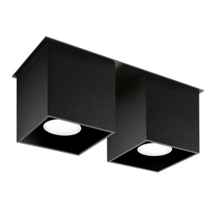 Spot Quad 2xGU10 metal negru patrat