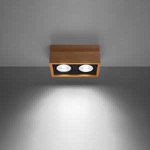 Spot Quatro 2xGU10 lemn natural wood patrat - Img 3