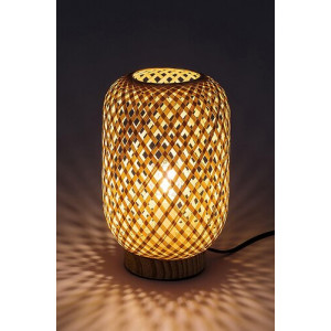 Veioza Alinafe 1xE14 metal/lemn/ratan negru/natur Rabalux