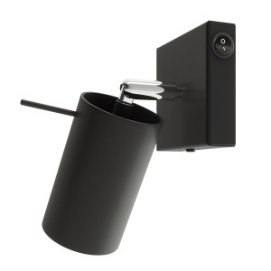 Aplica Ring 1xGU10 metal negru tubular cu intrerupator