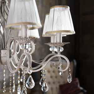 Candelabru Grace metal/textil/cristal alb/auriu Maytoni