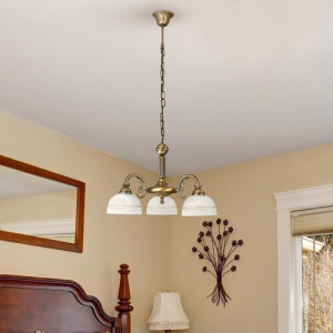 Candelabru Flossi 3xE27 metal/sticla bronz/alb Rabalux