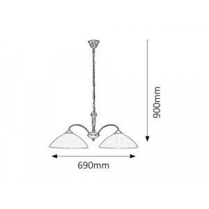 Candelabru Regina 2xE27 metal/sticla bronz/crem Rabalux