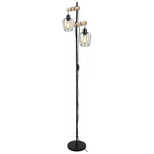 Lampadar Fabian 2xE27 metal/lemn negru Rabalux